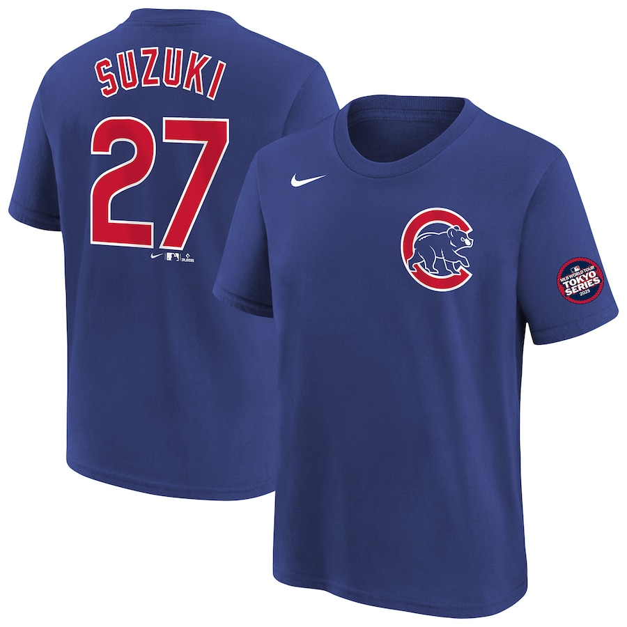 Men Chicago Cubs #27 Suzuki blue 2025 MLB T shirts style 2